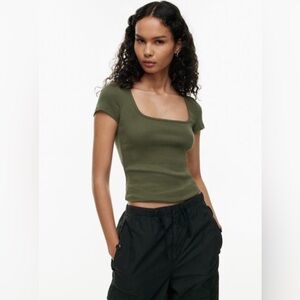 Old Navy Olive Women's Square Neck Ribbed Top